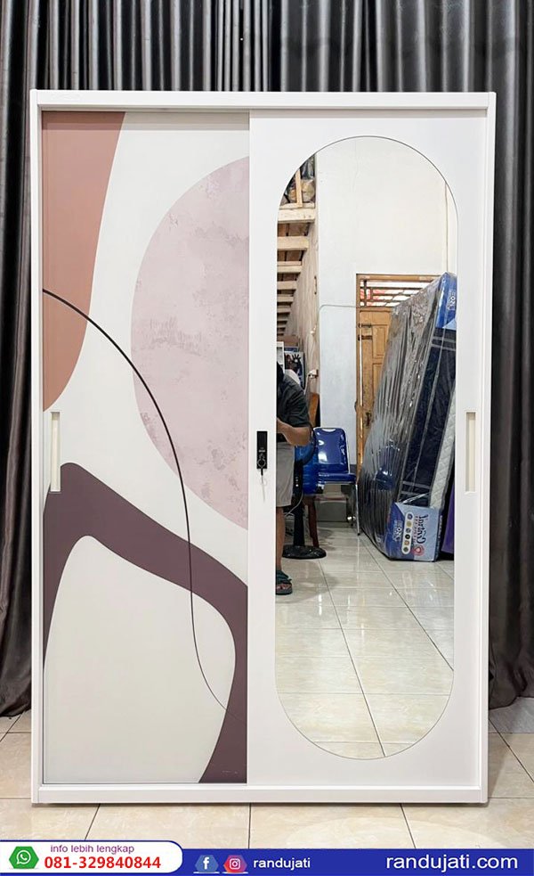 LEMARI PAKAIAN PLAT BESI PINTU 2 SLEDING OKELO S03 OVAL